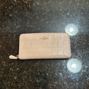 Coach Light Brown Croc-Embossed Wallet